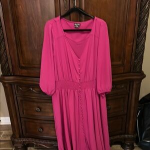 City Chic hot pink midi/maxi dress size large (20)